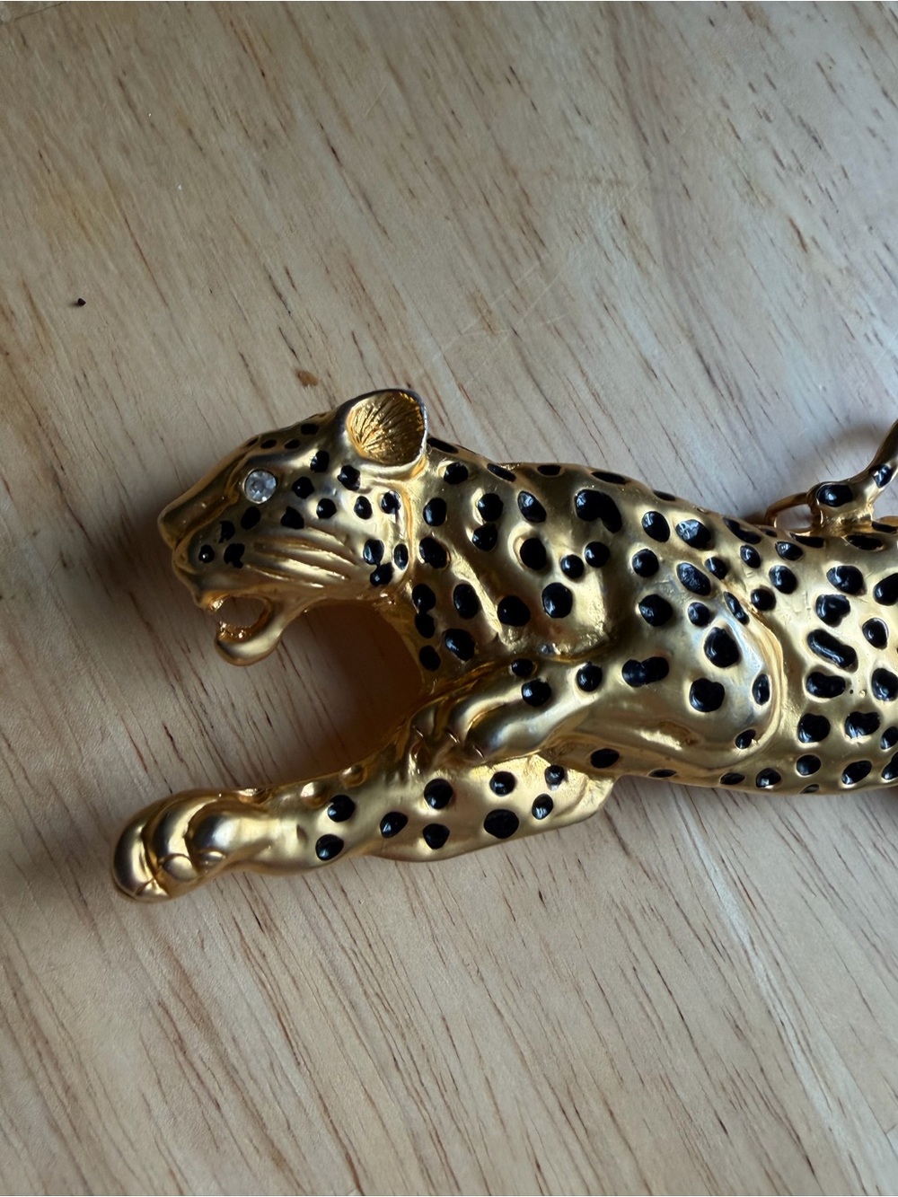 Vintage Gold Leopard Belt Buckle black belt jeweled - Picture 2 of 7